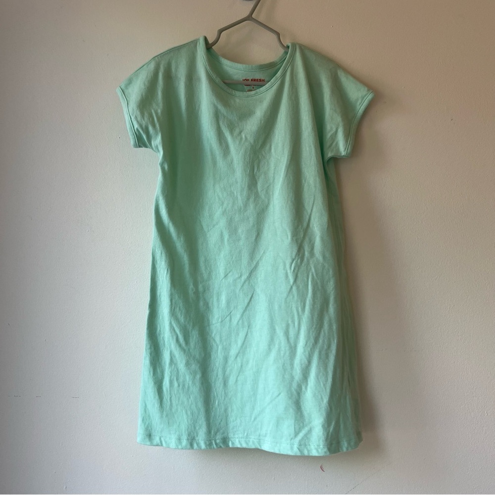 🌼 5/$20 Joe Fresh Toddler Girl Mint Green T-Shirt Dress Size 5 Cotton Casual